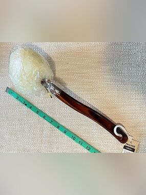 Swissco Mesh Bath Brush - Brown Plastic Wood-Style Ergonomic Handle with Mesh